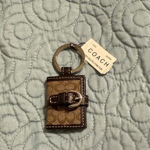 Coach Tan and Brown Keychain with Buckle
